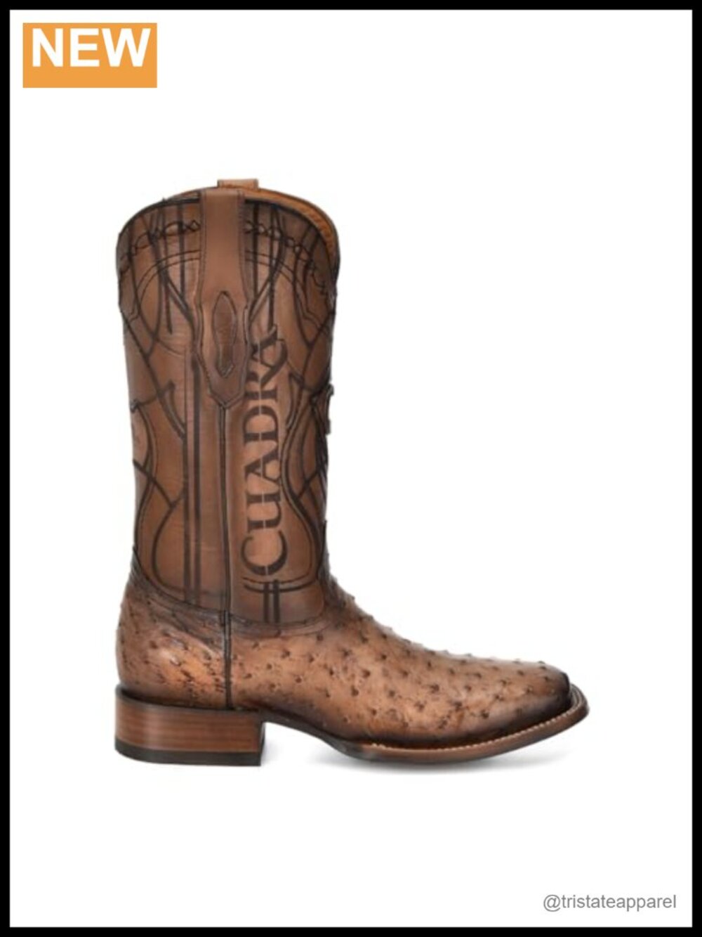 Western Boot in Ostrich Leather with Laser Engraving